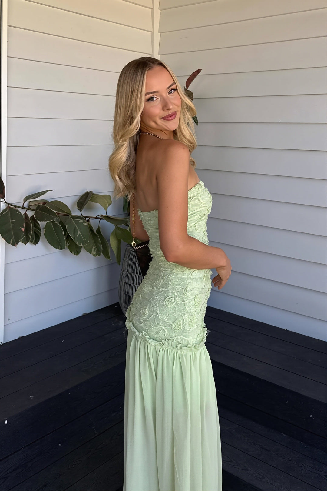 Cleo | Dress Maxi in Chiffon Senza Straps with Corpetto Floral