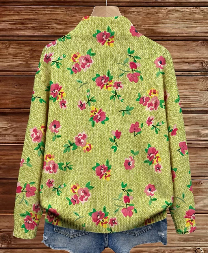 Margot | Pink Floral Lime Zip Cardigan - Helen & Olivia Manhattan