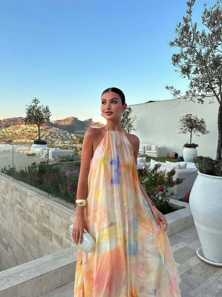 Corinna | Dress Maxi Flowy with Collo Halter & Schiena Scoperta