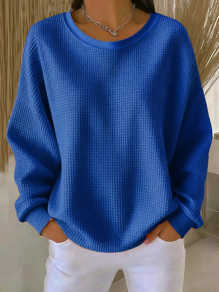 Nyla | Relaxed Waffle Sweater - Apricot