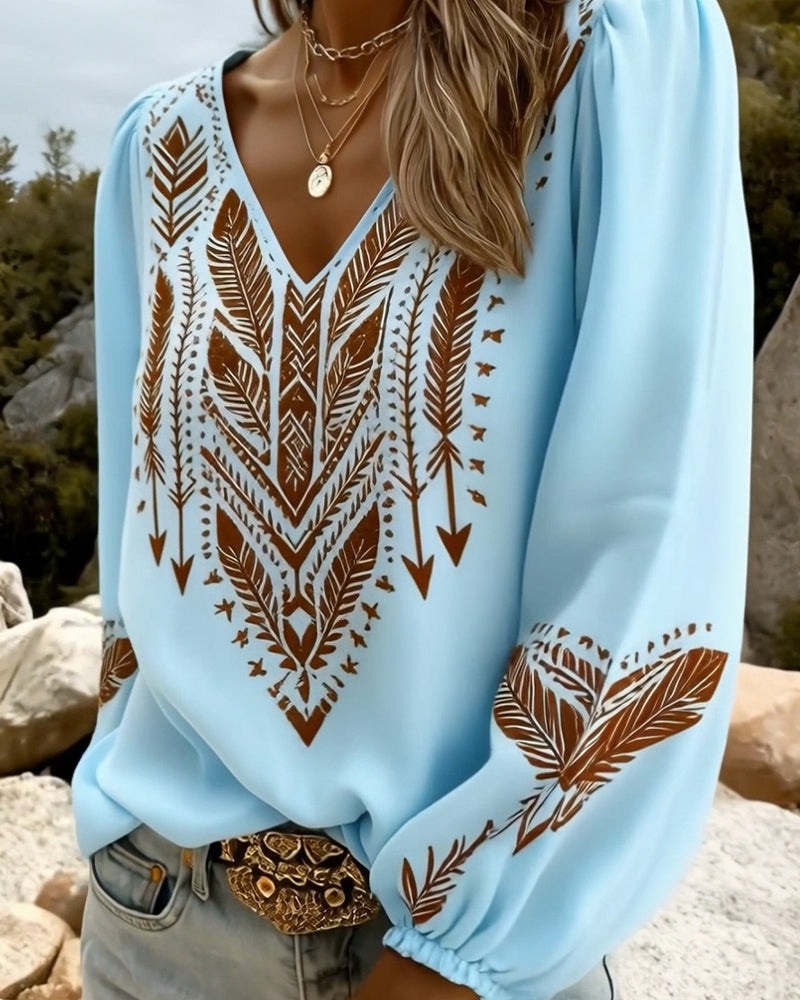 Sandra | Blouse with Sleeves a Sbuffo & Scollo a V Wide