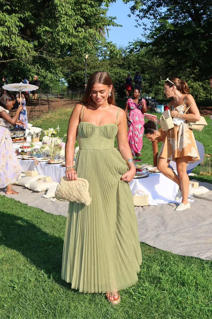 Daria | Dress Maxi Plissettato with Corsetto & Neckline a Heart