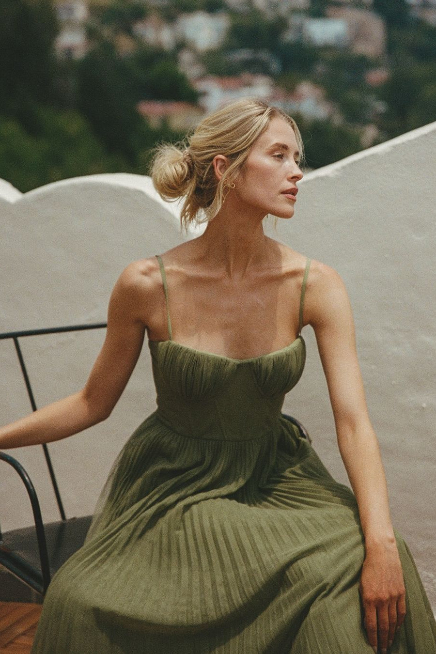 Daria | Dress Maxi Plissettato with Corsetto & Neckline a Heart