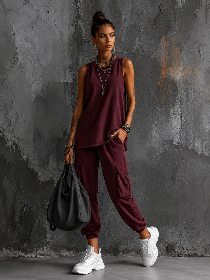 Norelle | Bequemes Zweiteiliges Casual Set - Red