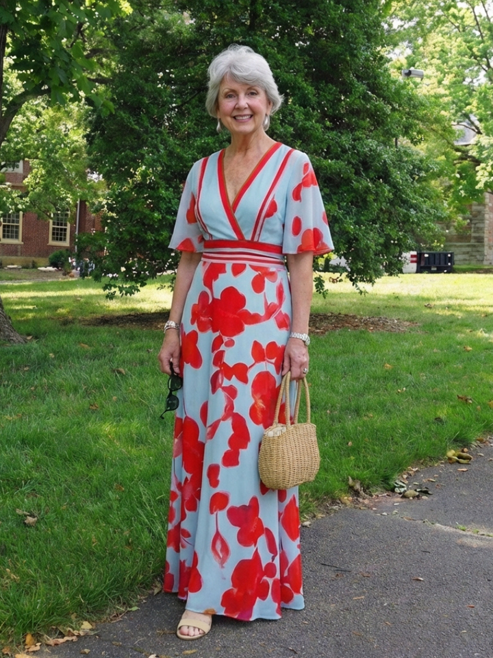 Corinne | Gentle Floral V Neck Maxi Dress
