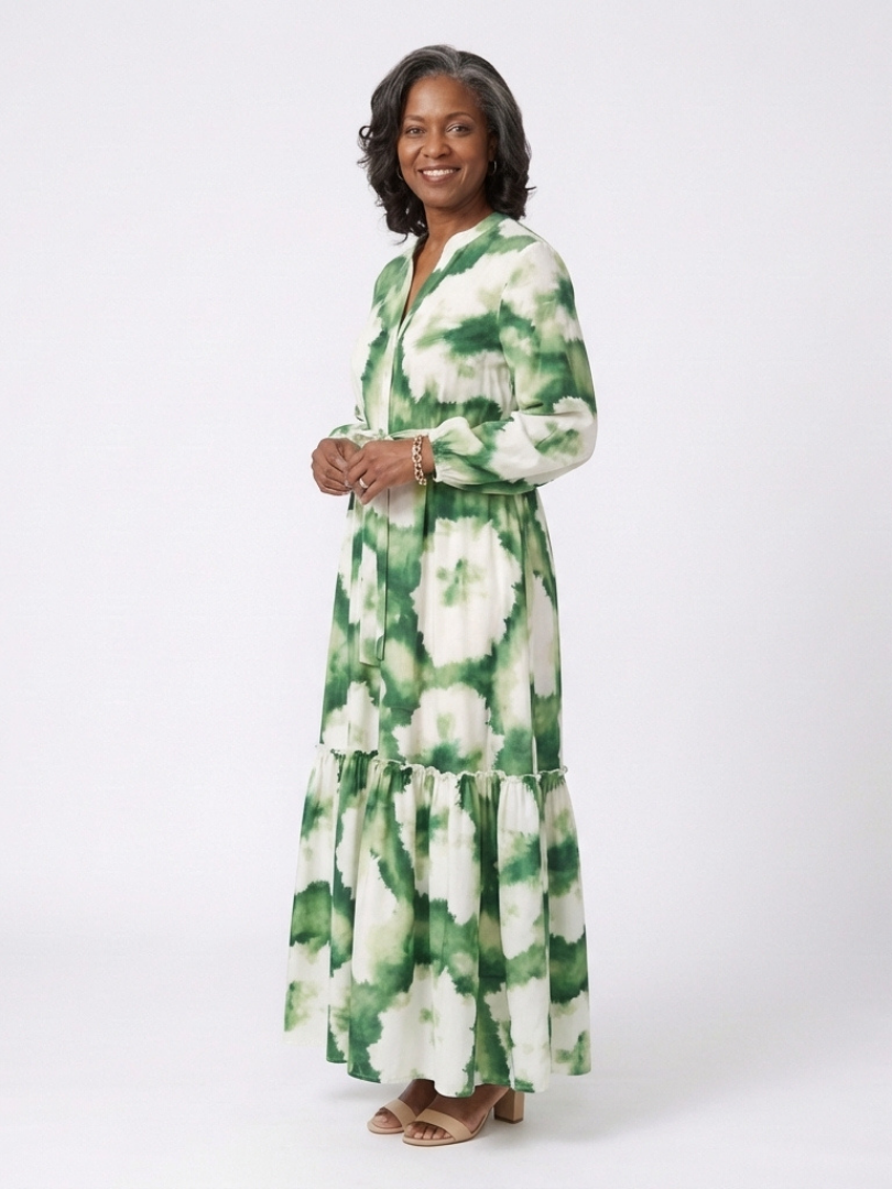 Prudence | Easy Tiered Long Sleeve Maxi Dress