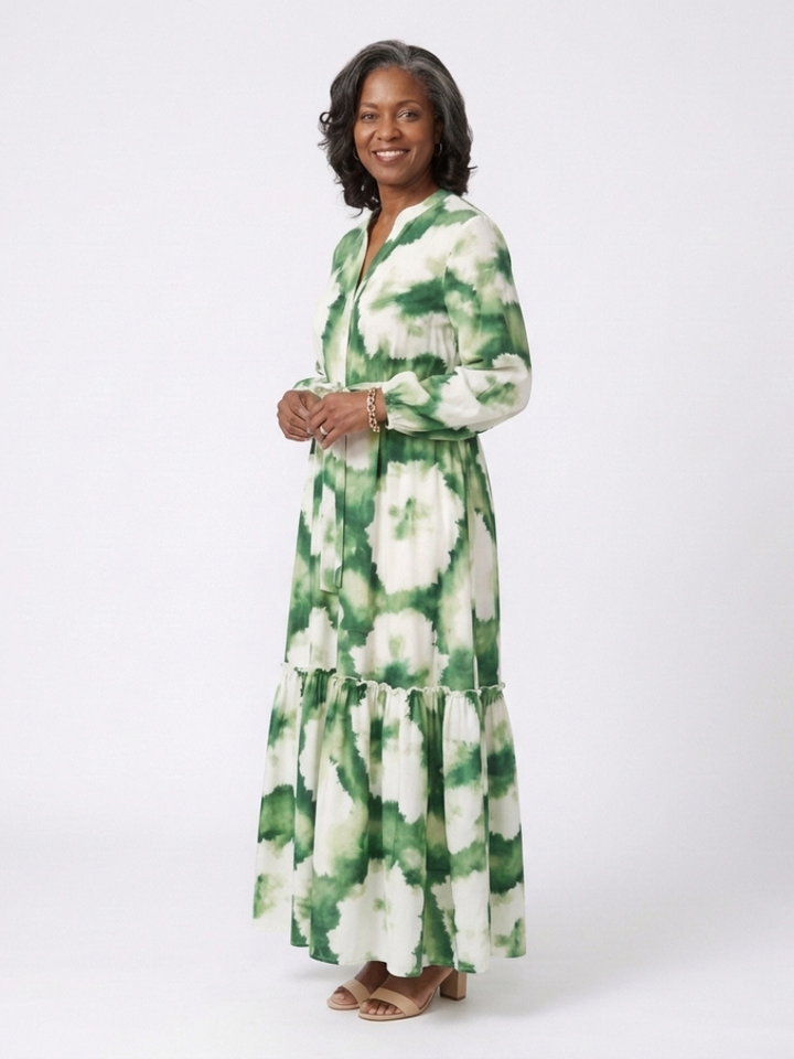 Prudence | Easy Tiered Long Sleeve Maxi Dress