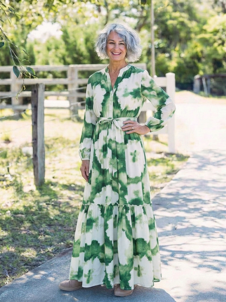 Prudence | Easy Tiered Long Sleeve Maxi Dress