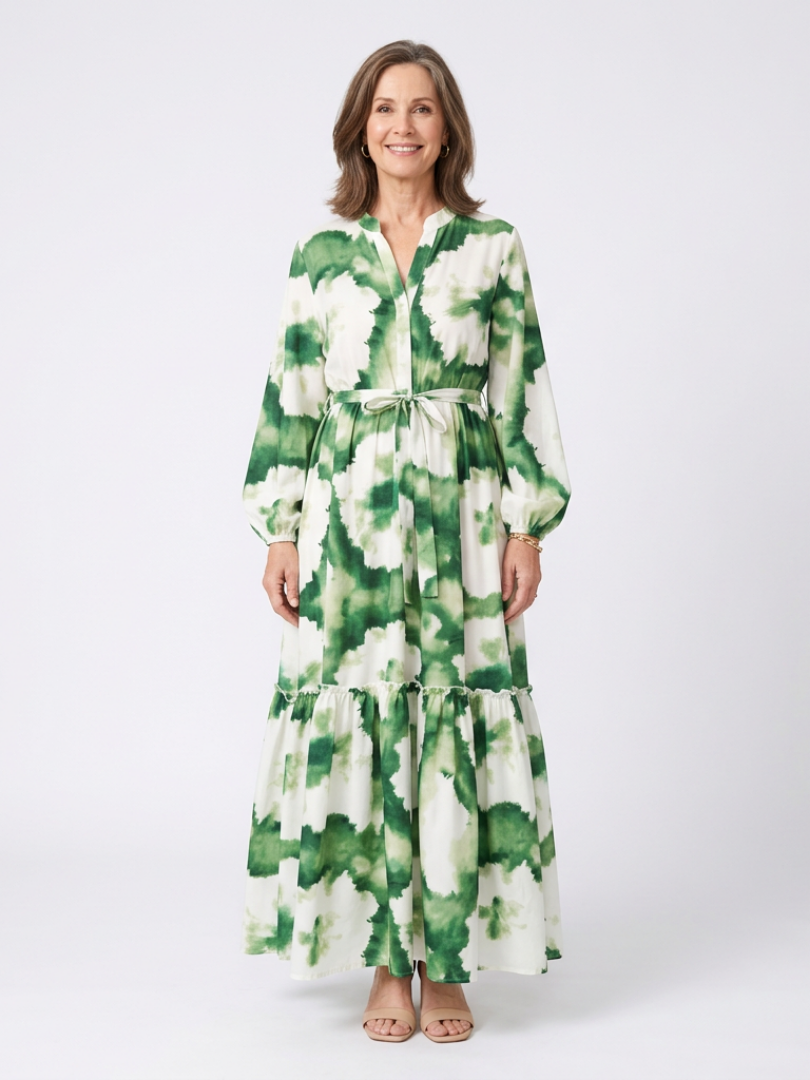 Prudence | Easy Tiered Long Sleeve Maxi Dress