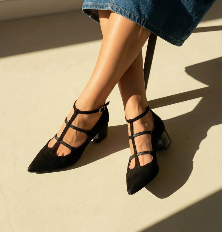 Ariana | Strappy Pointed Flats - 