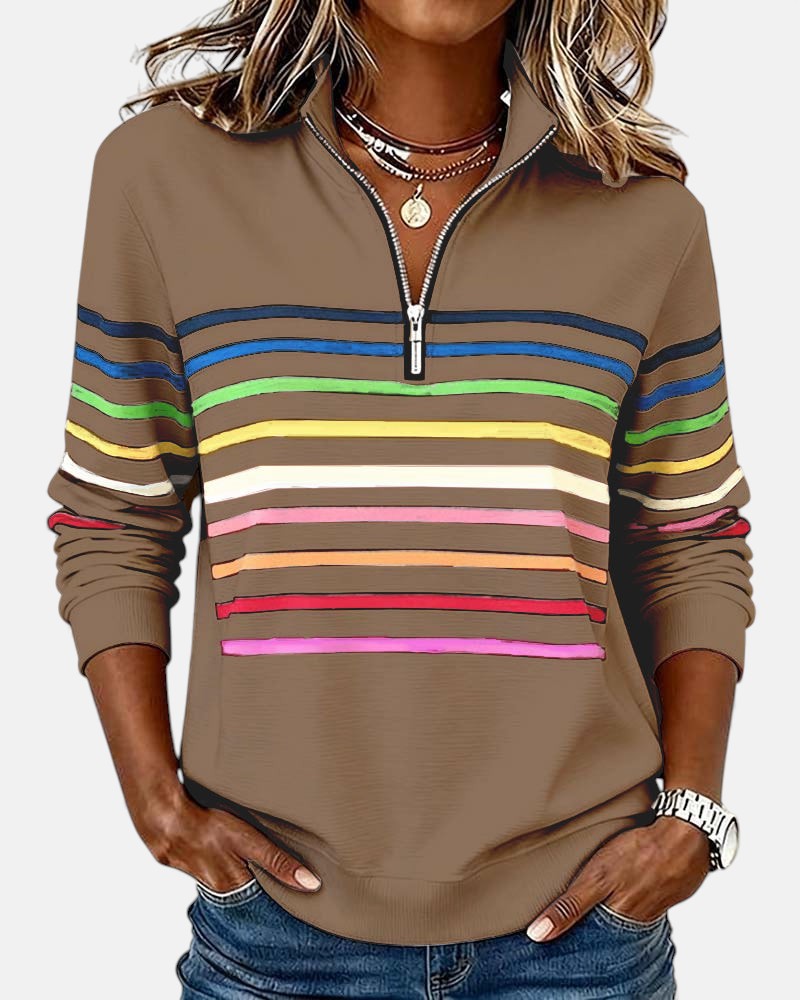 Irene | Comfort Striped Sweater - Green