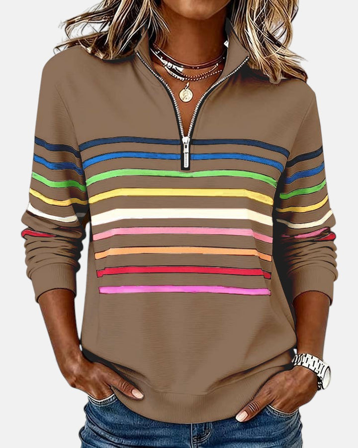 Irene | Comfort Striped Sweater - Green