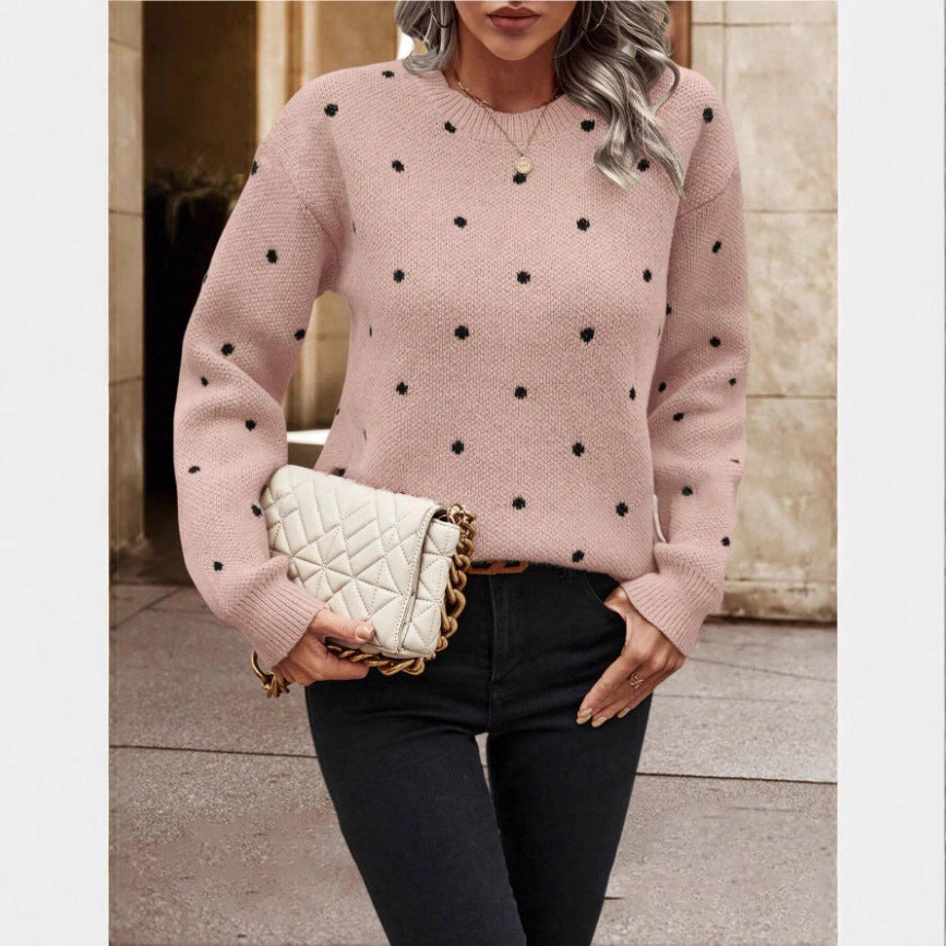 MAEVE | Polka Dot Sweater - Camel