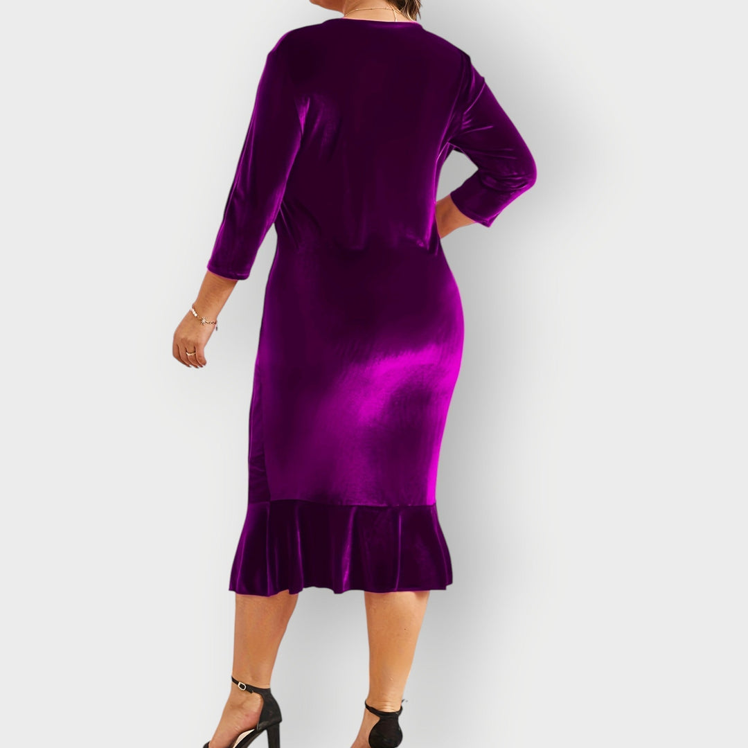 Vaerine | Dress Midi in Velvet with Balze
