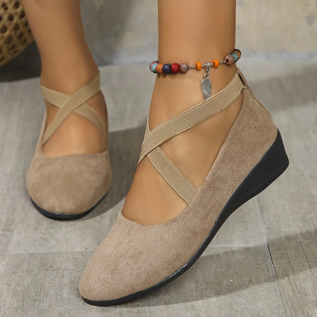 Delphine | Comfort Wedge Ballet Flats - Brown
