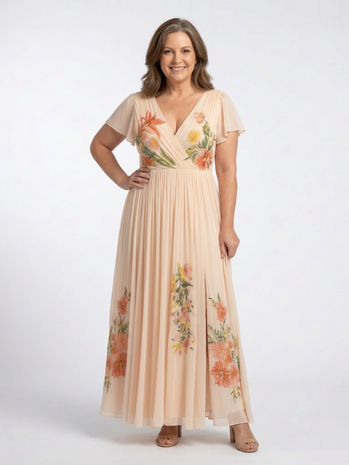 Calista | Effortless Floral V Neck Maxi Dress