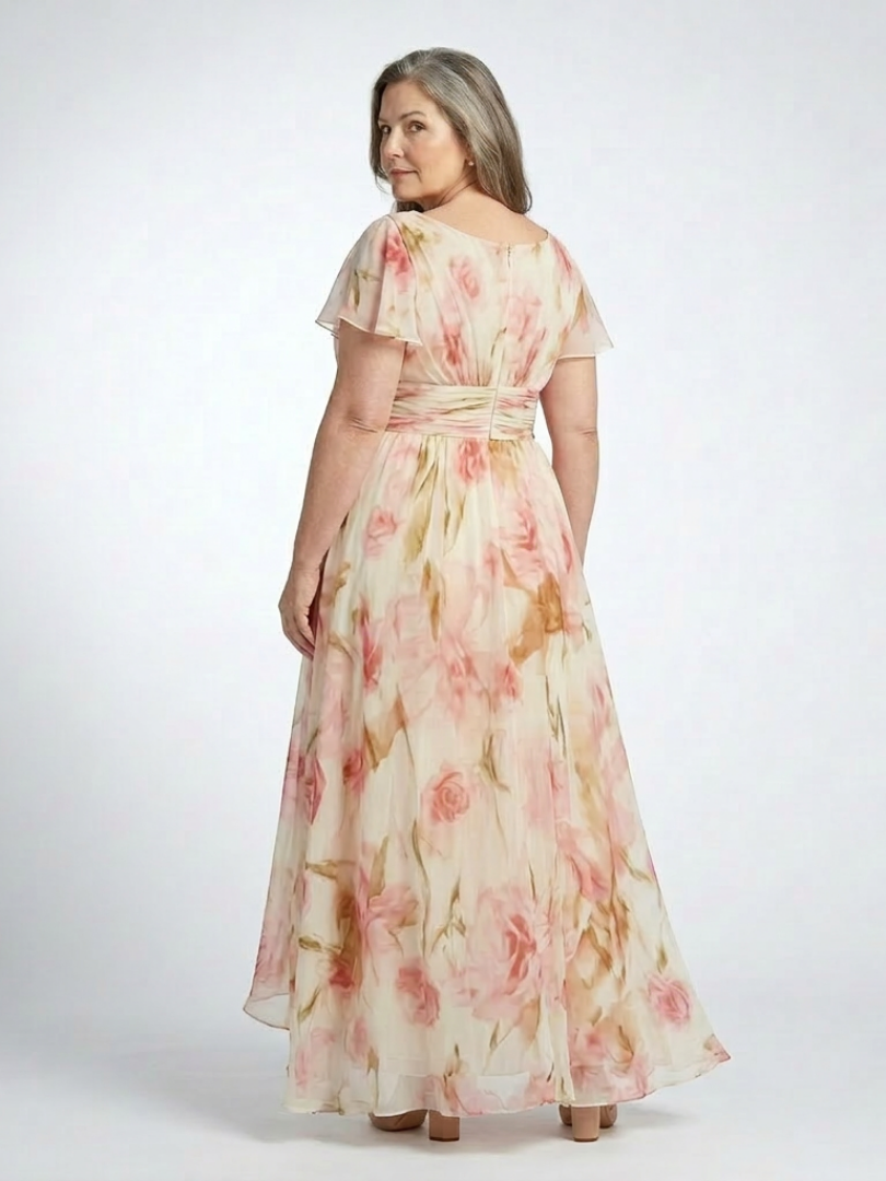 Genevieve | Soft Floral V Neck Maxi Dress