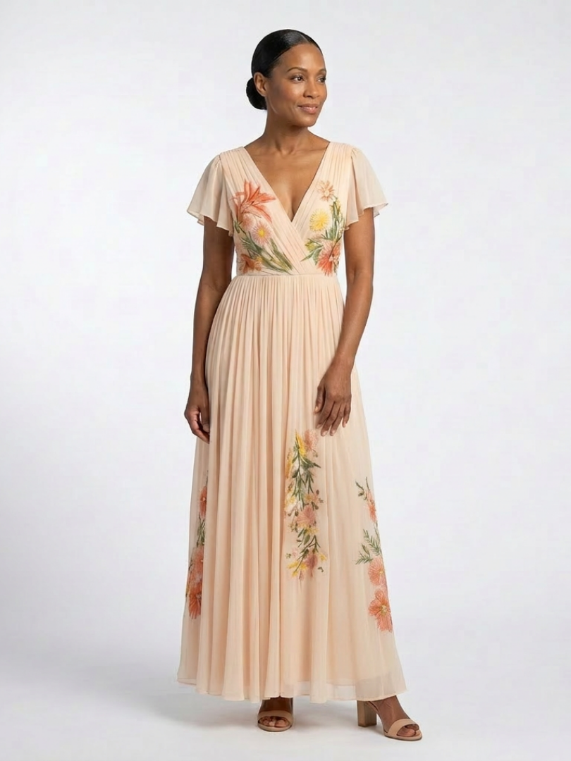 Calista | Effortless Floral V Neck Maxi Dress