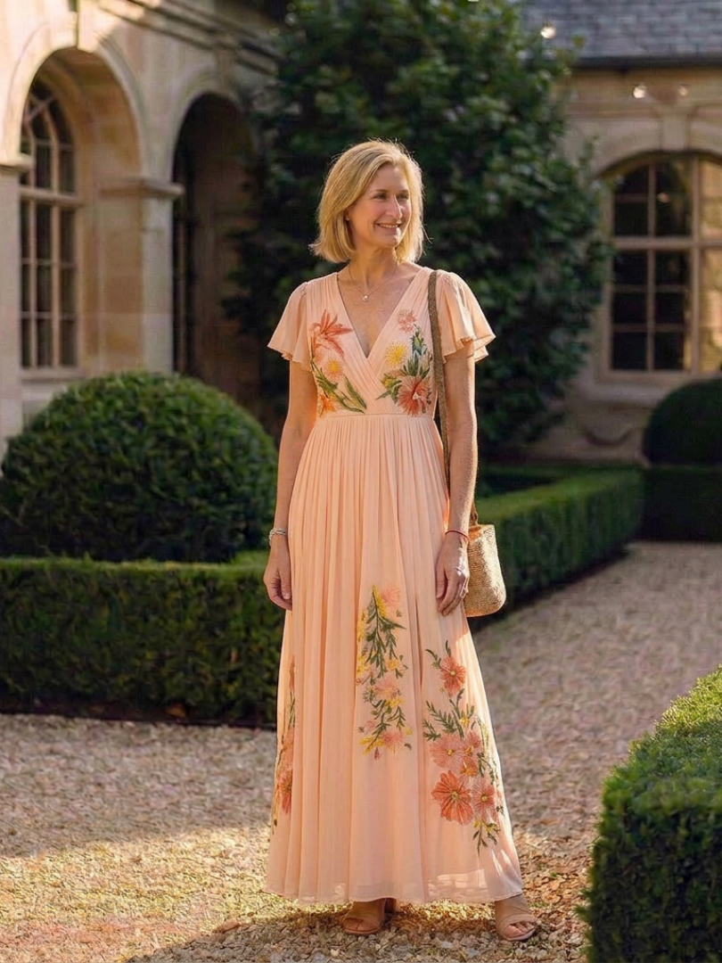 Calista | Effortless Floral V Neck Maxi Dress