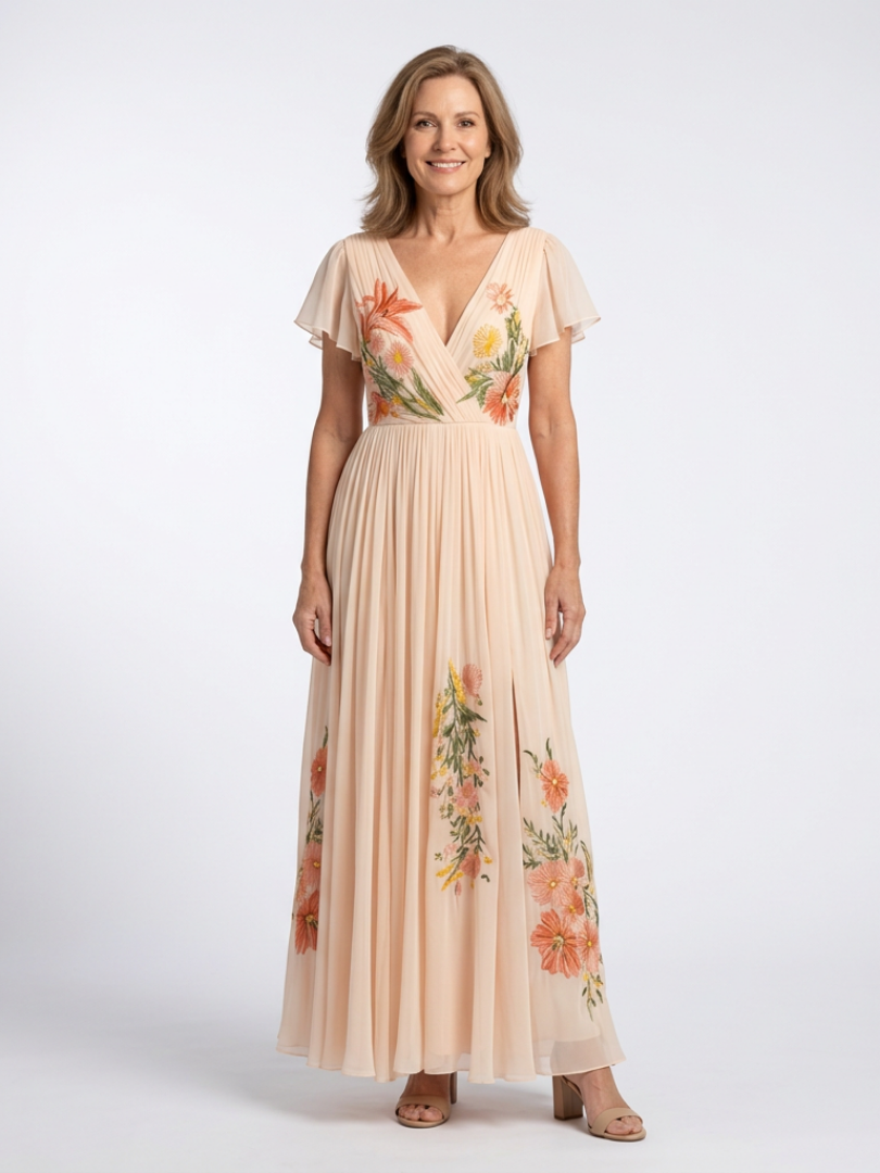 Calista | Effortless Floral V Neck Maxi Dress