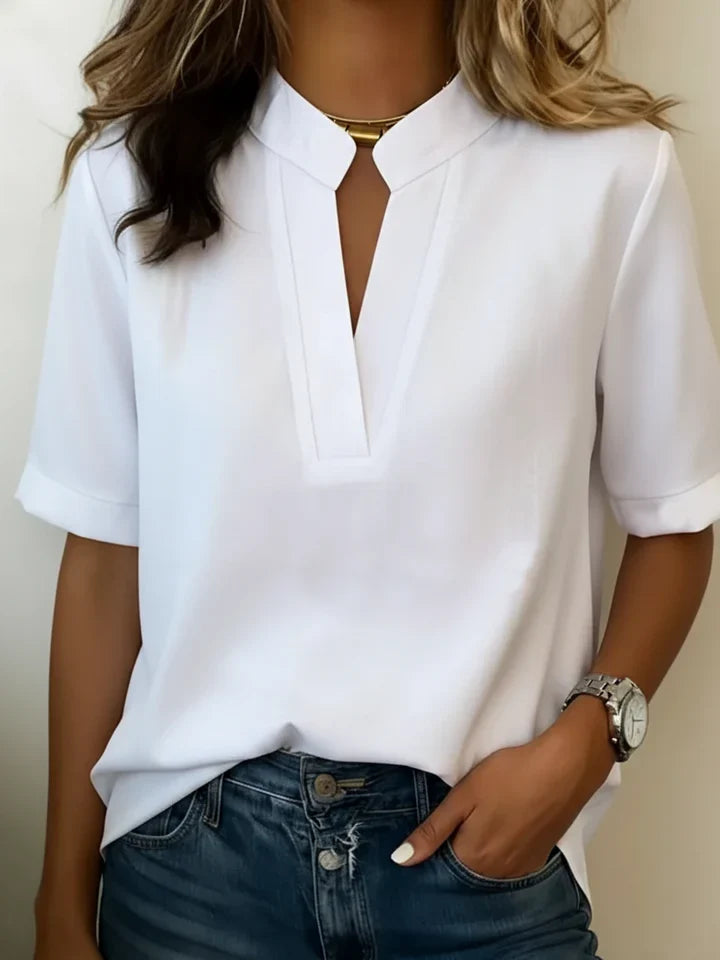Kendra | Clean Split Neck Blouse