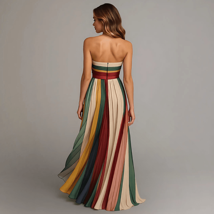 Langes Buntes Kleid ohne Ärmel - 