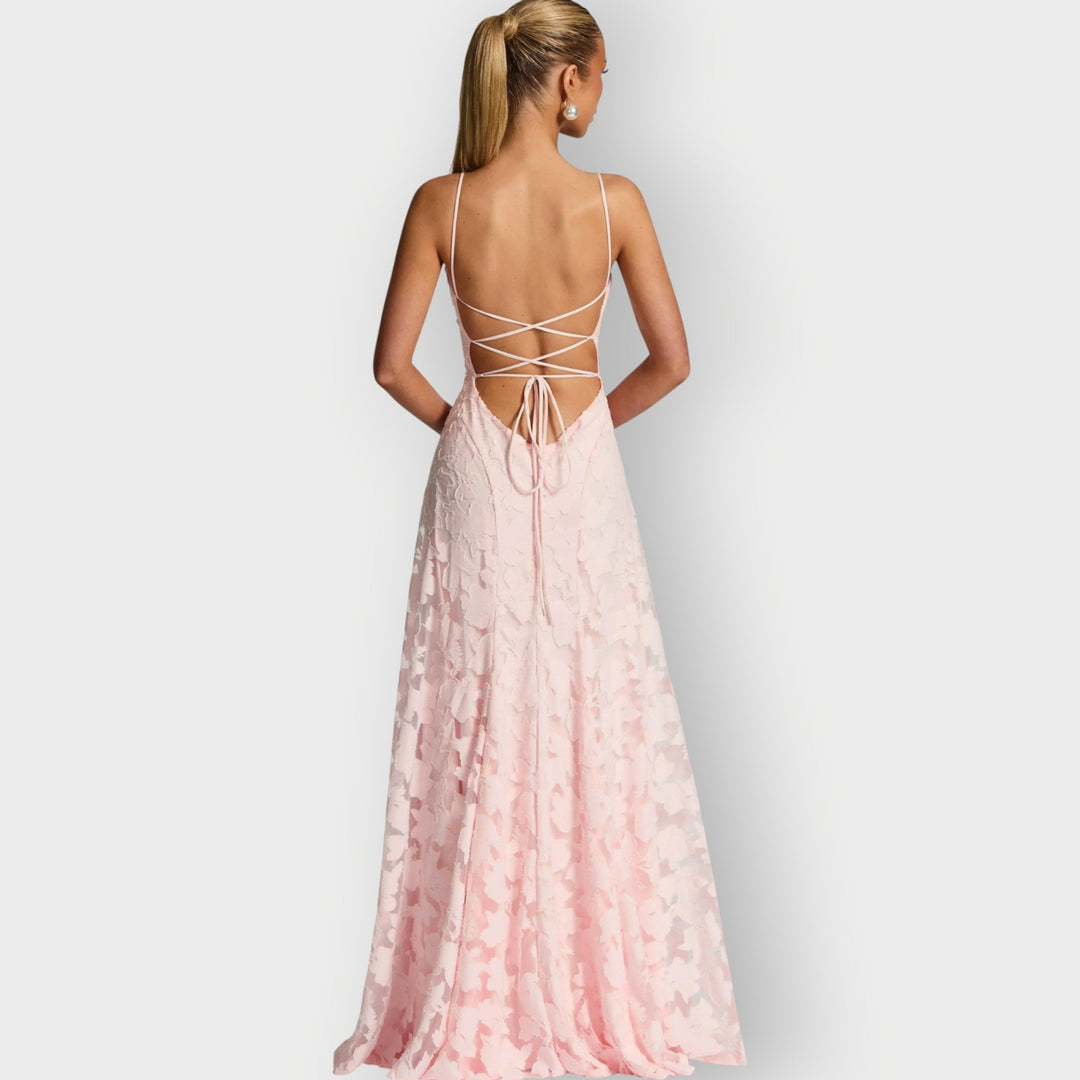 Maevira | Dress for Evening in Velvet Floral Senza Spalline