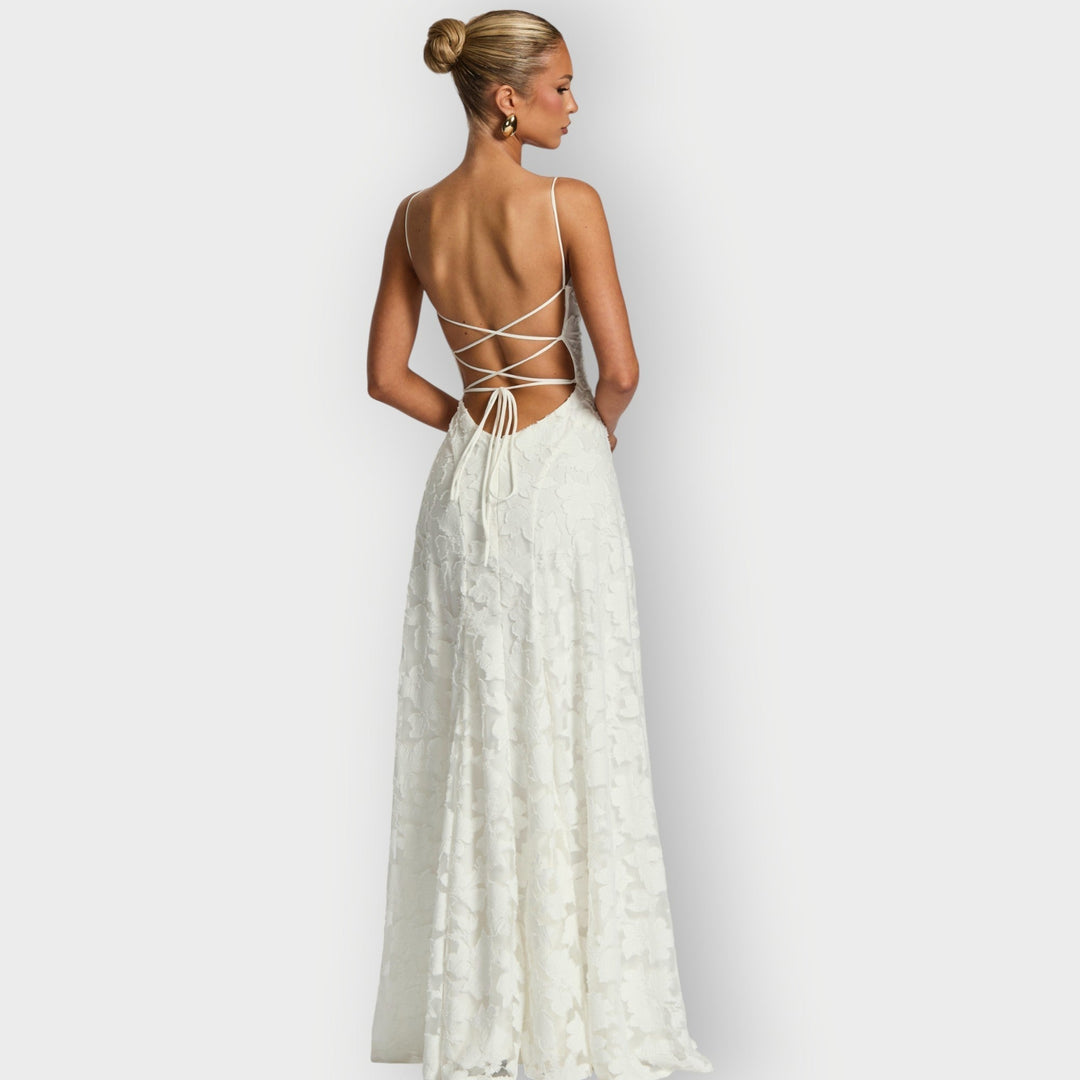 Maevira | Dress for Evening in Velvet Floral Senza Spalline