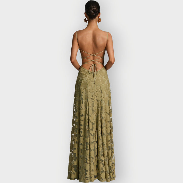 Maevira | Dress for Evening in Velvet Floral Senza Spalline