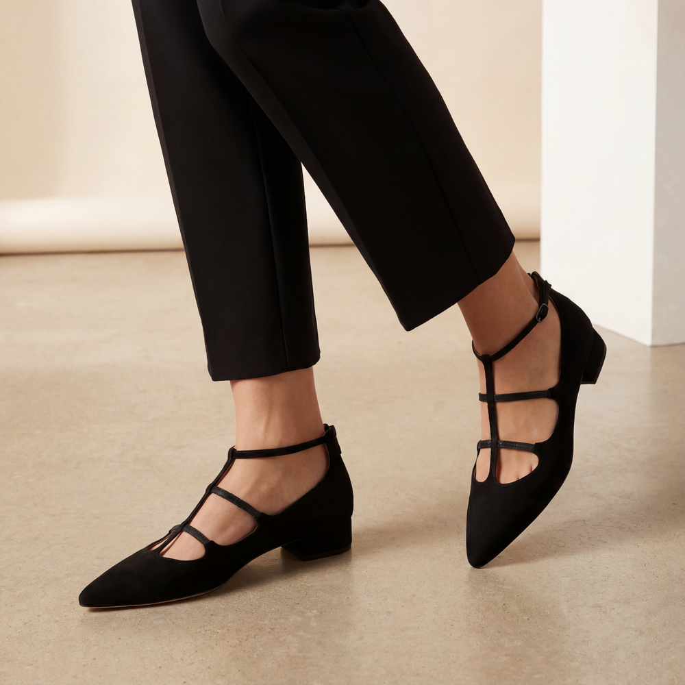 Ariana | Strappy Pointed Flats - 