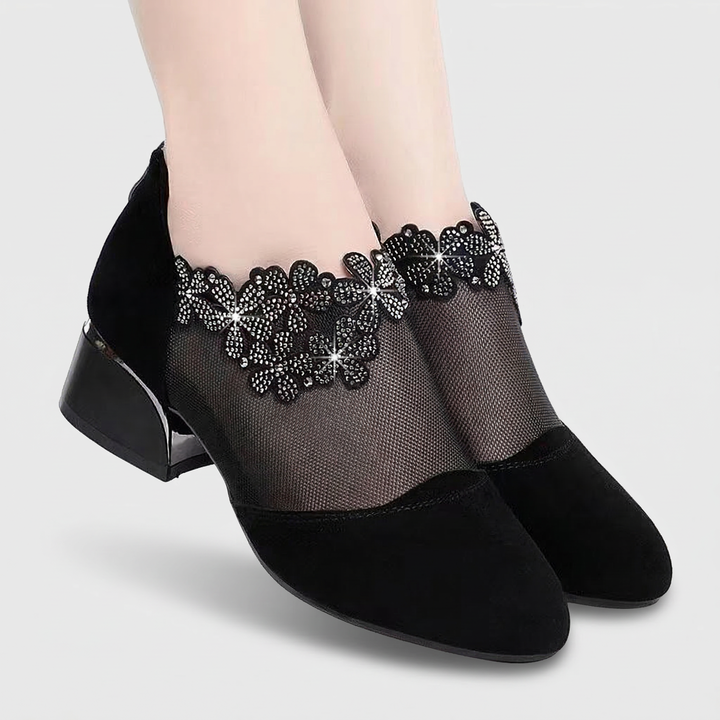 Aurora Elegant Breathable Mesh Heels - Black