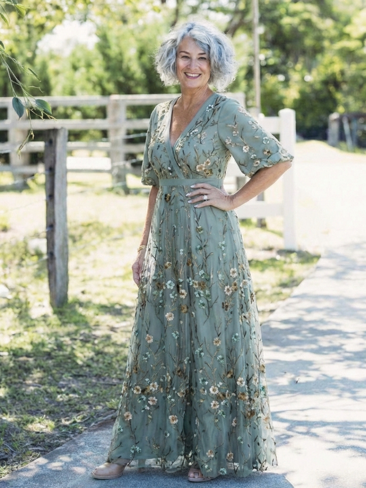 Evadne | Breezy Floral V Neck Maxi Dress