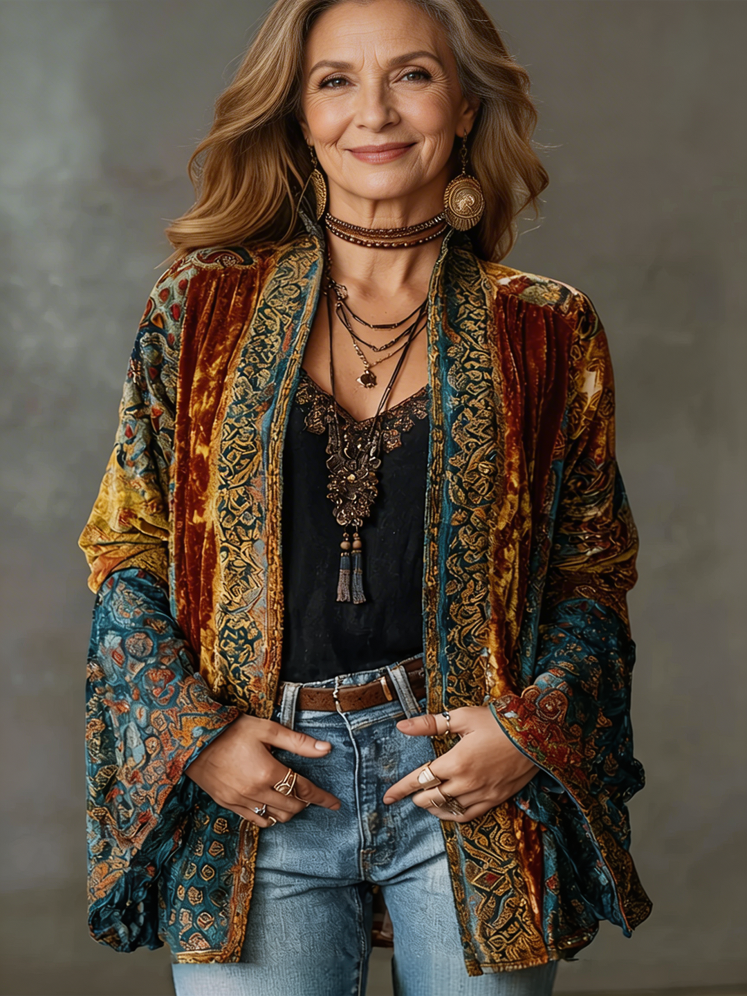 Aria | Boho Kimono Jacket - Burgundy