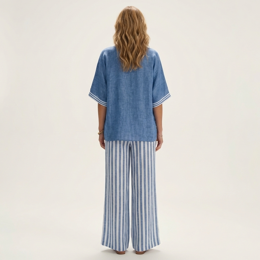 Juliana | V-Neck Varsity Top & Stripe Gamba Larga Completo