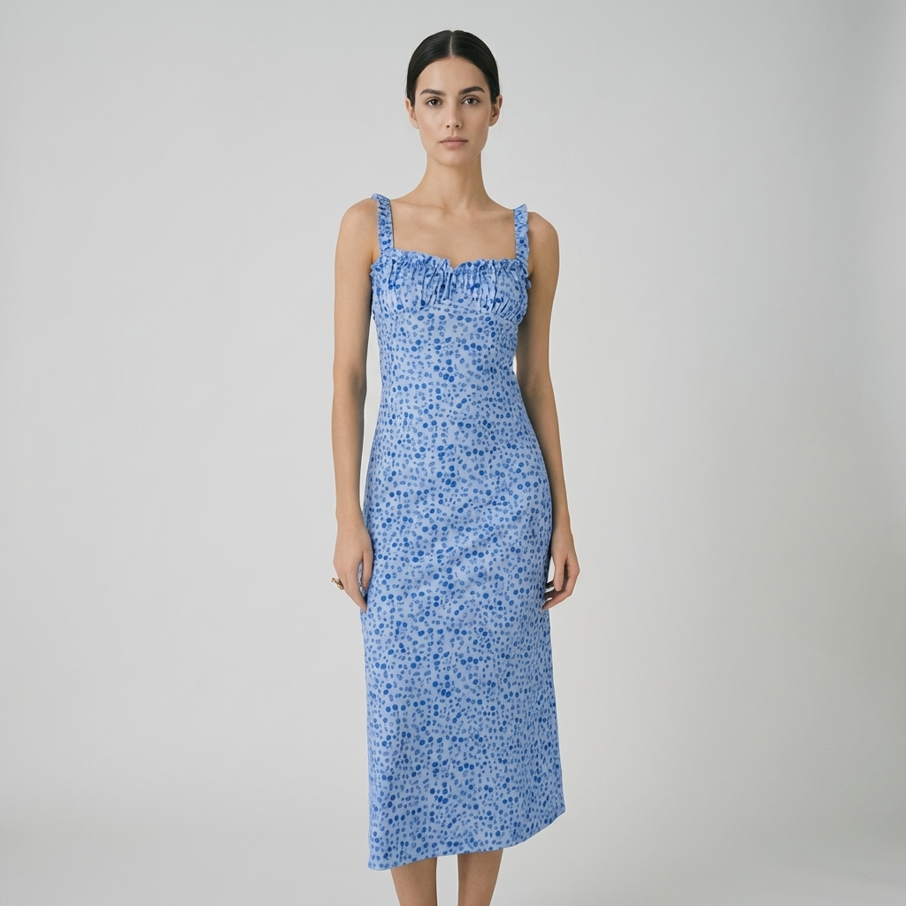 Amelie | Boho Floral Midi Dress with Adjustable Straps