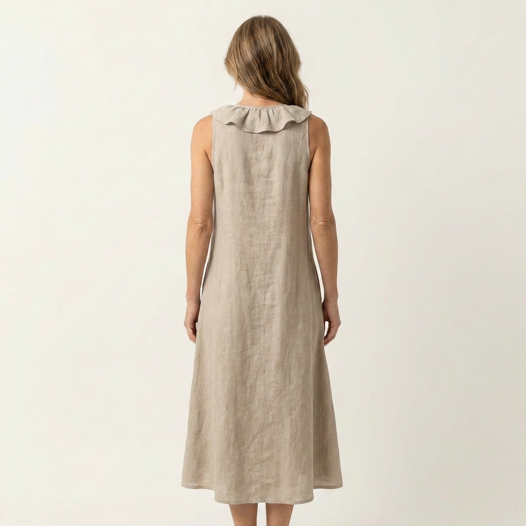 Vicky | Ruffle-Front Scollo a V Sleeveless Maxi Dress