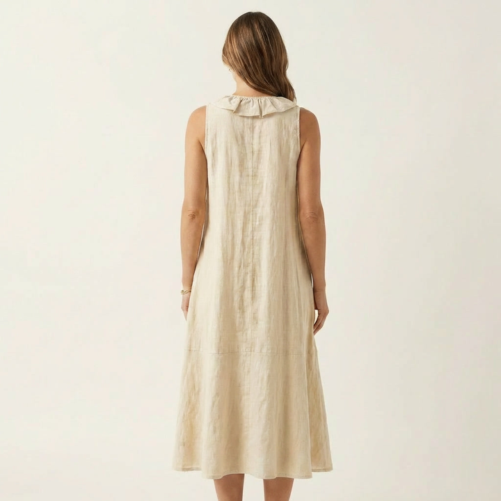 Vicky | Ruffle-Front Scollo a V Sleeveless Maxi Dress