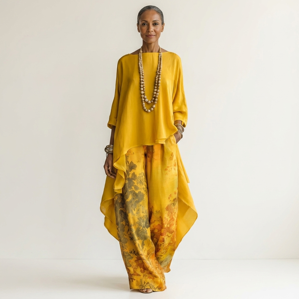 Cariola | Cotton-Silk Due Pezzi Completo with Asymmetric Tunic
