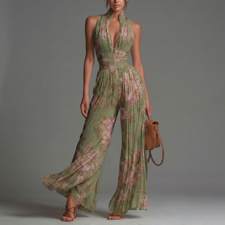 Zineb | Plissierter Floral Jumpsuit - Helen & Olivia Manhattan