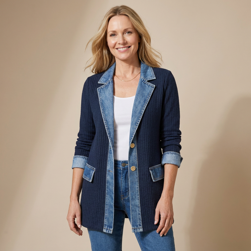 Iona | Effortlessly Chic Relaxed Denim Jacket - Navy