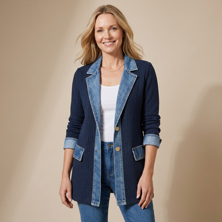 Iona | Effortlessly Chic Relaxed Denim Jacket - Navy