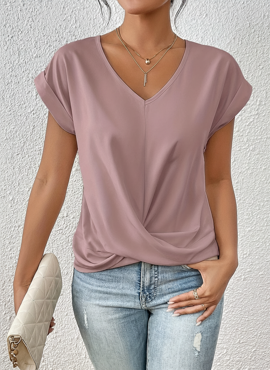 Amelia | V-Neck Knitstta — Pink