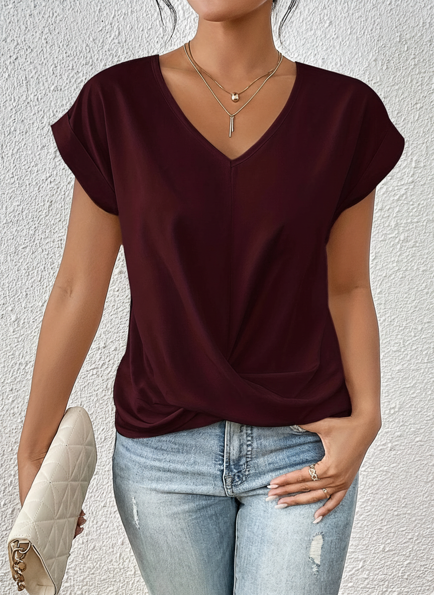 Cara | V-Neck Knitstta — Red