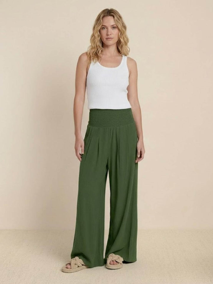Sorrel | Soft Shirred Waist Gamba Larga Pants