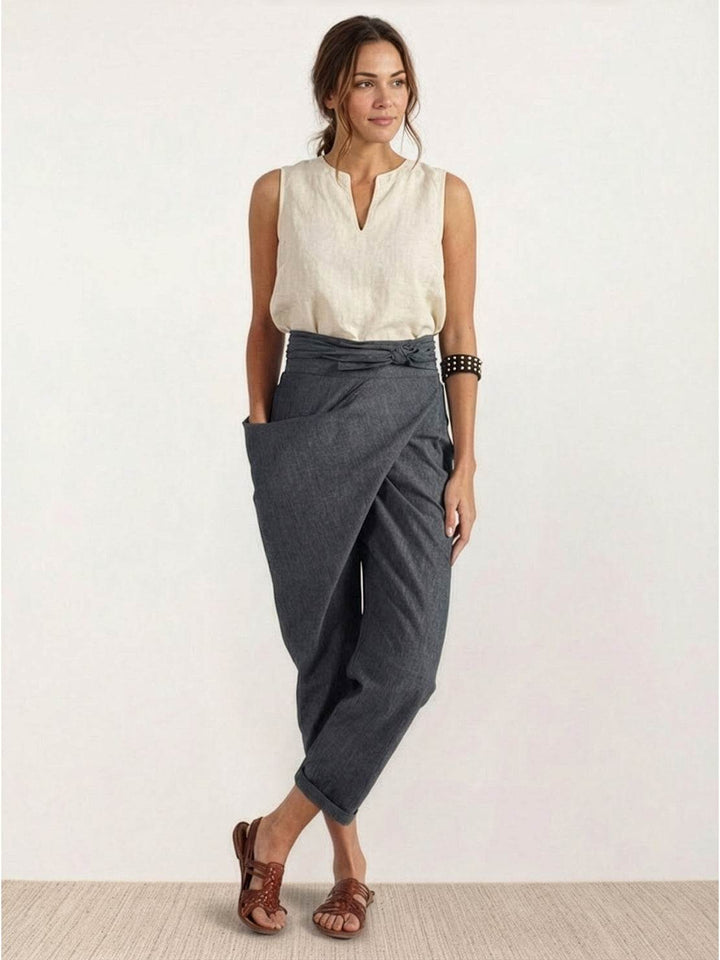 Vida | Sculpted High Waist Wrap Front Tapered Pants