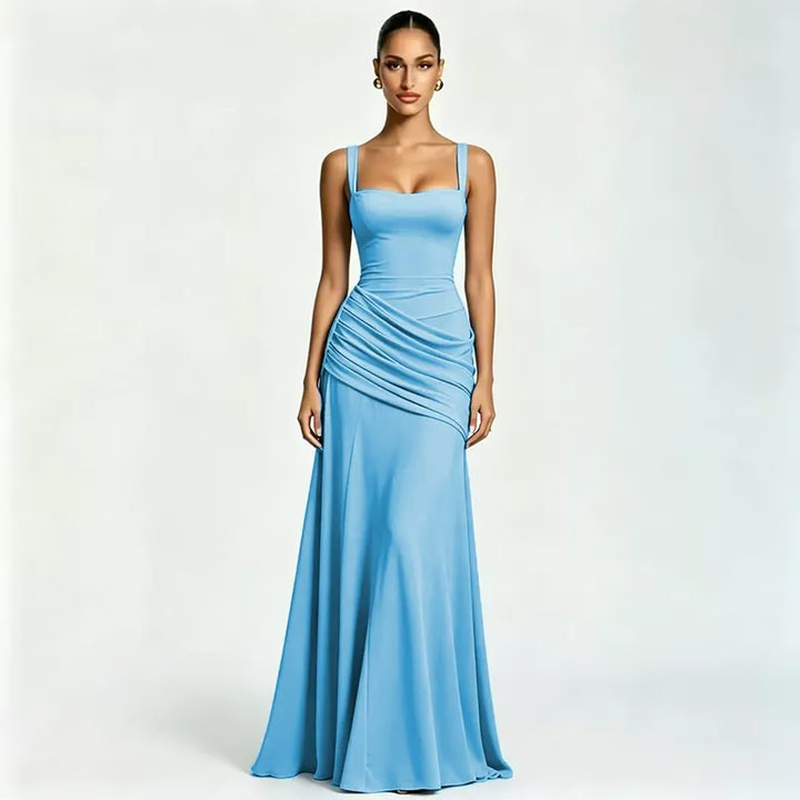 Enie | Draped Square-Neck Maxi Dress - 