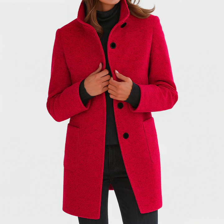 Eleonora | Midi Wool Coat - Red