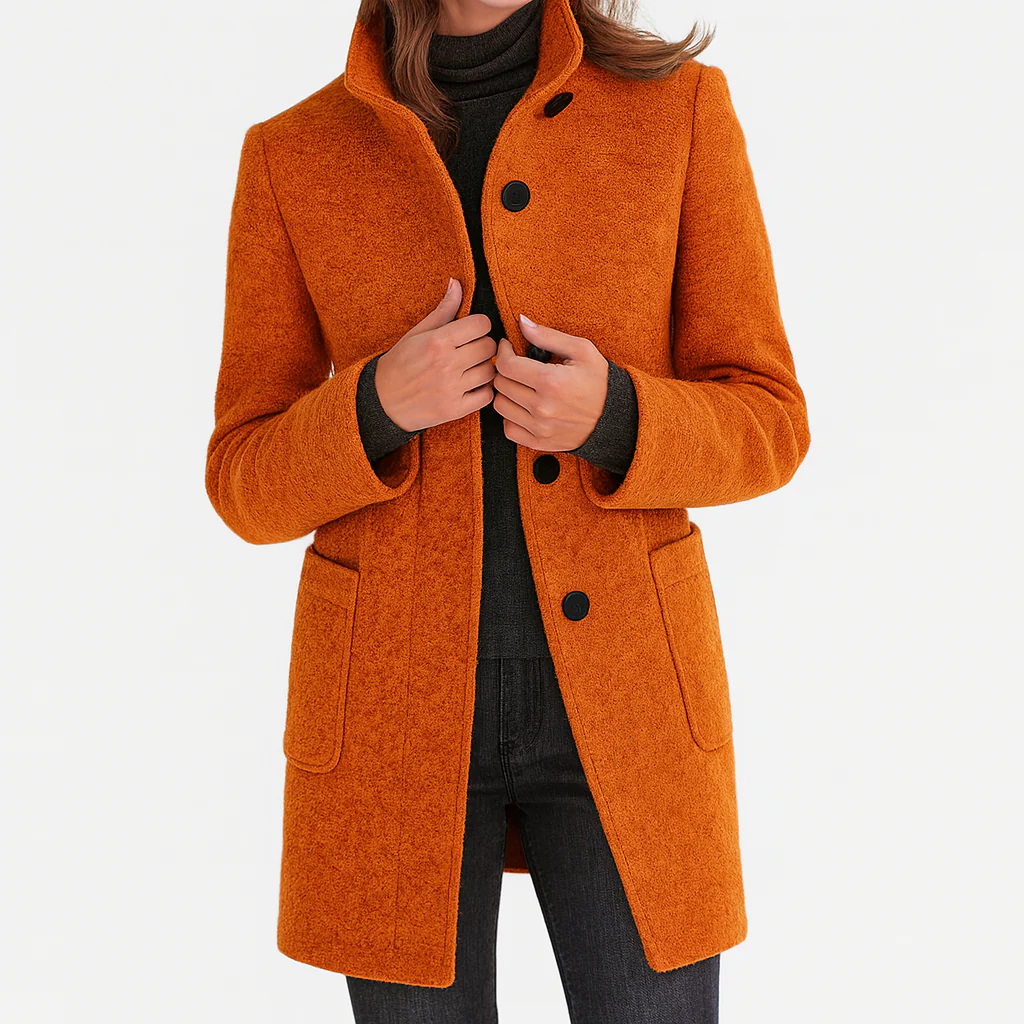 Eleonora | Midi Wool Coat - Orange