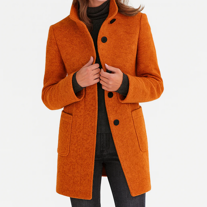 Eleonora | Midi Wool Coat - Orange