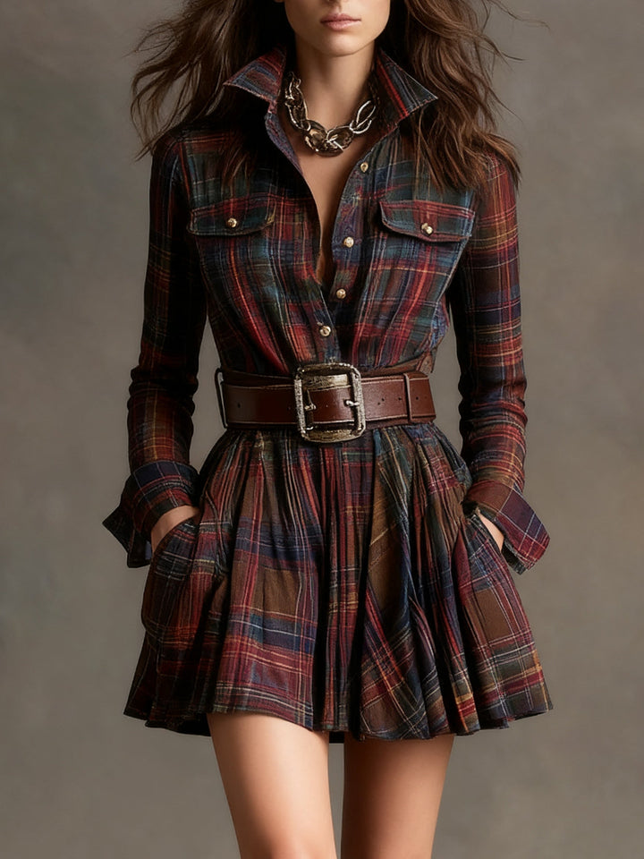 Cannelle | Mini Red Brown Dress - Helen & Olivia Manhattan